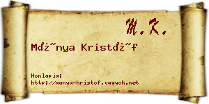 Mánya Kristóf névjegykártya